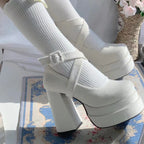 Women's Fashion Cross Lace-up Mary Jane High Heels
