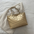 French Retro Simple Embossed Hand-carrying Big Shoulder Bag