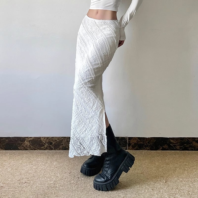 French Elegant Lace Jacquard Twill Skirt