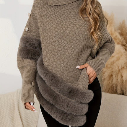 Womens High Neck Batwing Sweater Button Front Closure