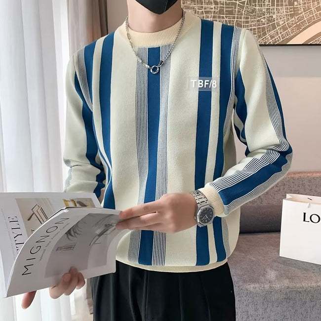 Contrast Color Sweater Striped Innerwear Knitwear Long-sleeved Top Hover Image