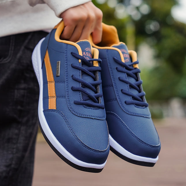 Mens Slip On Sneakers Breathable PU Upper MDSole NavyBlue