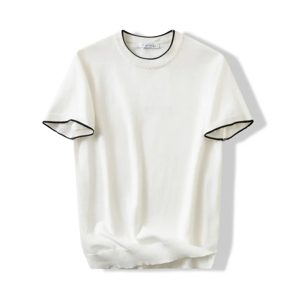 Lazy And Versatile Knitted Round Neck T-shirt For Men