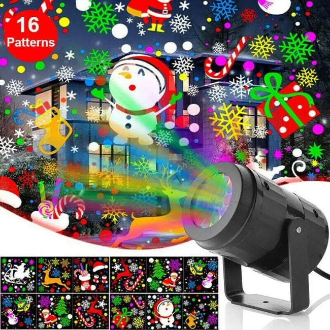 Christmas Party Lights Snowflake Projector Light Led Stage Light Rotating Xmas Pattern Outdoor Holiday Lighting Garden Christmas Decor Hover Image