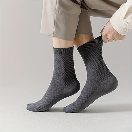 Men's Bamboo Fiber Mid Calf Socks 5 Pairs Breathable Warm