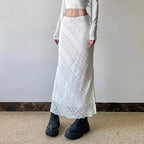 French Elegant Lace Jacquard Twill Skirt