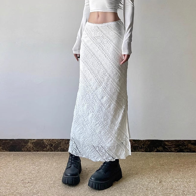 French Elegant Lace Jacquard Twill Skirt Main Image