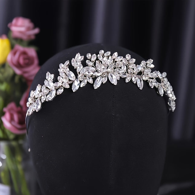 Elegant Crystal Hair Vine Headband With Floral Rhinestones