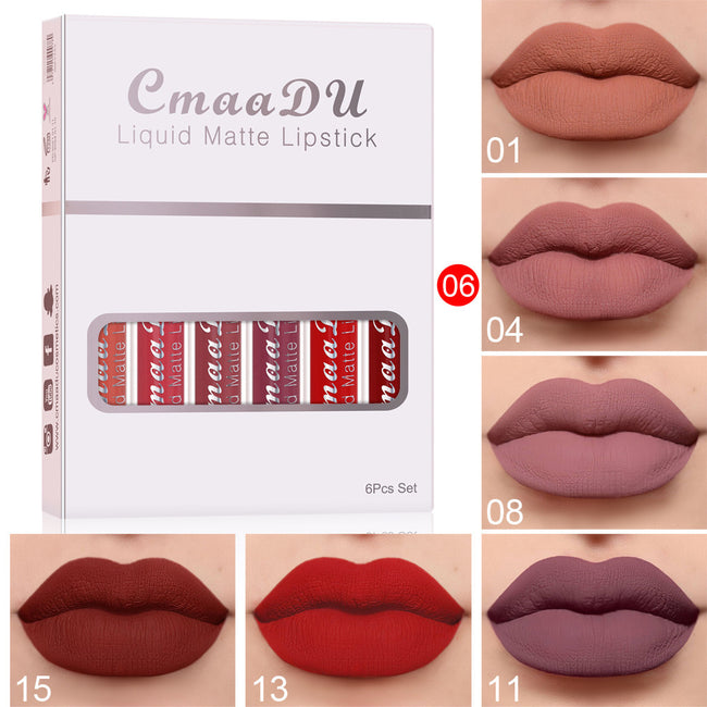 6 Boxes Of Matte Non-stick Cup Waterproof Lipstick Long Lasting Lip Gloss Hover Image