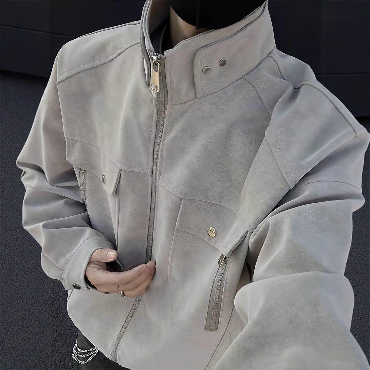 American Loose Detroit Stand Collar Men's Coat