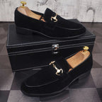 Men's Breathable Genuine Leather Slip-on Trendy Beanie Shoes Light Luxury Suede Leather Lazy Shoes