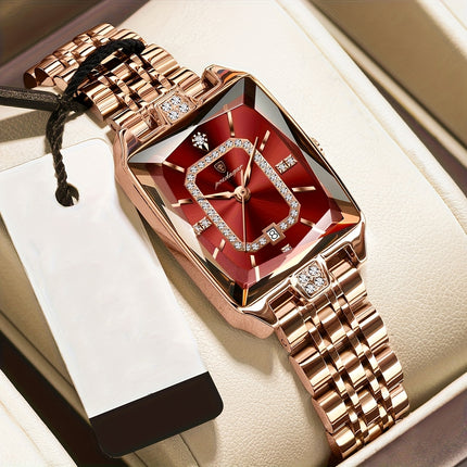 POEDAGAR Elegant Stainless Steel Square Watch For Women