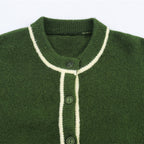 Women's Contrast Color Trim Knitted Coat