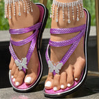 Floral Pattern Flip-Flops Comfortable Casual Summer Beach Slippers - Anklet Not Included