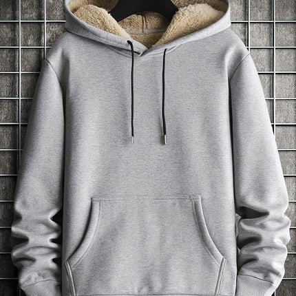 Mens Hooded Sweatshirt Fleece Lined Warm Pocket Pullover