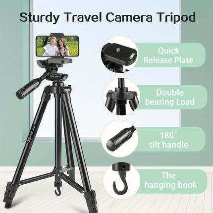 UEGOGO Aluminum Tripod With Gimbal Head 129.54cm For Phones