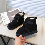 Fleece-lined Thick Snow Boots Girls' Double Velcro Ankle Boots