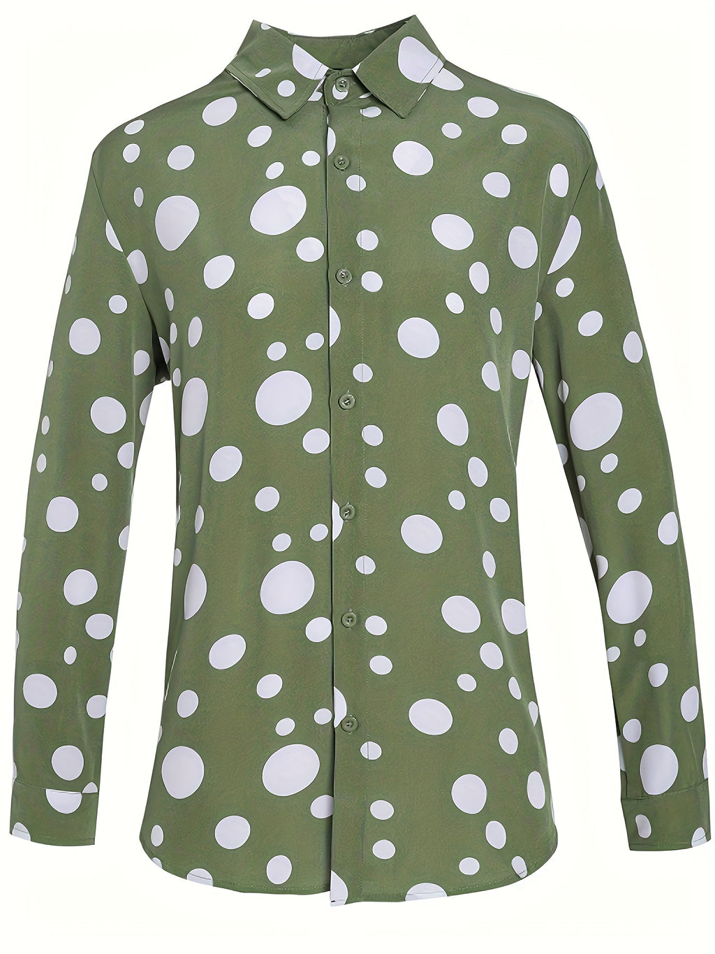 A Casual And Versatile Long-sleeved Shirt With Polka Dot Prints For Teenagers And Men