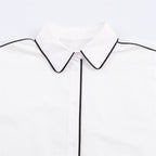 Simple Contrast Color Trim Poplin Shirt