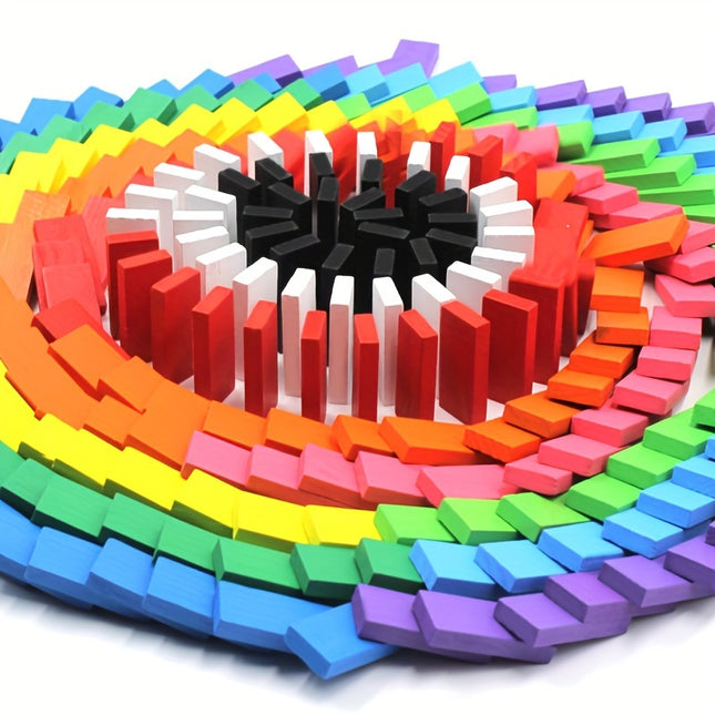 Multicolor Wooden Dominoes Set 480 Pcs For Educational Play