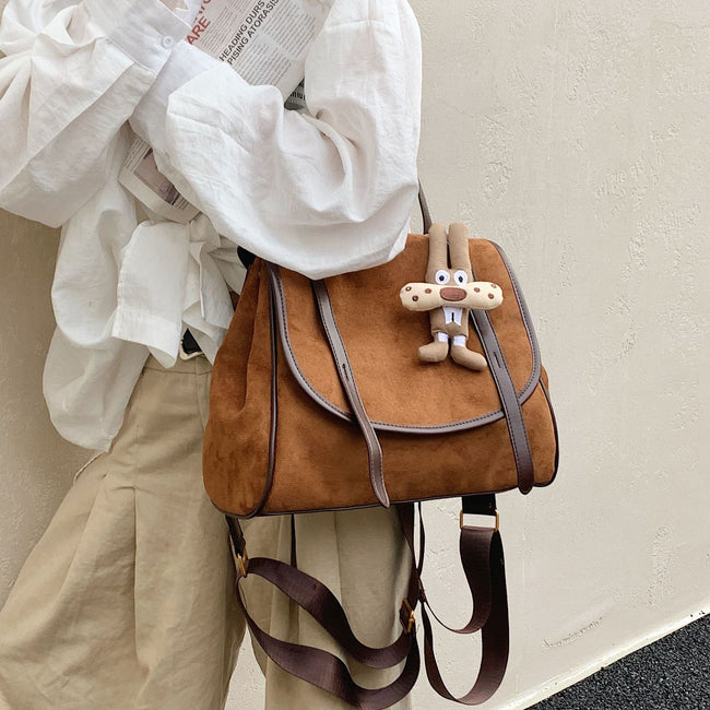 British Retro Suede Briefcase Women's Fashion Large Capacity Hover Image