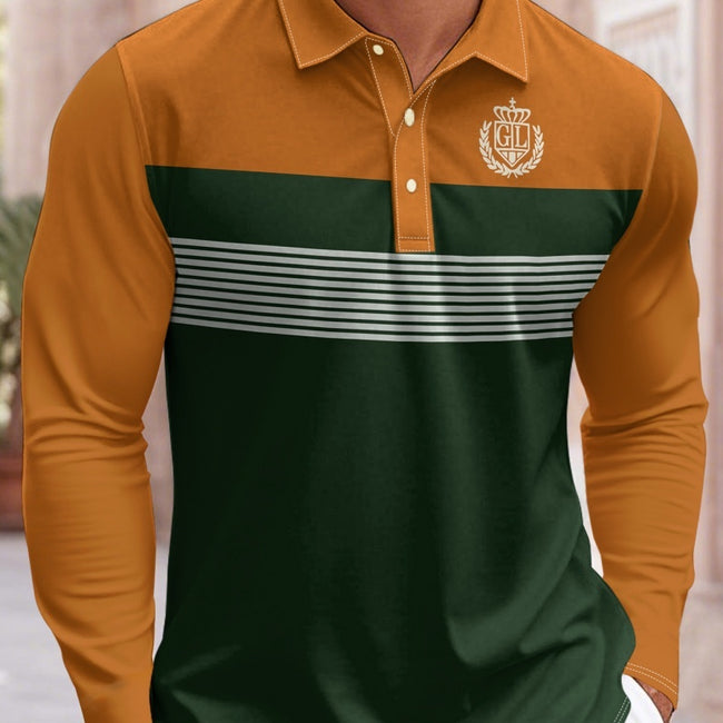 Leisure Sports Long Sleeve Spring And Autumn Button Polo Shirt Hover Image
