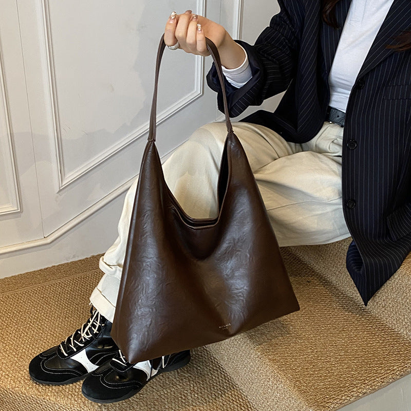 High-end Large Capacity Maillard Relaxed Casual Shoulder Tote Bag