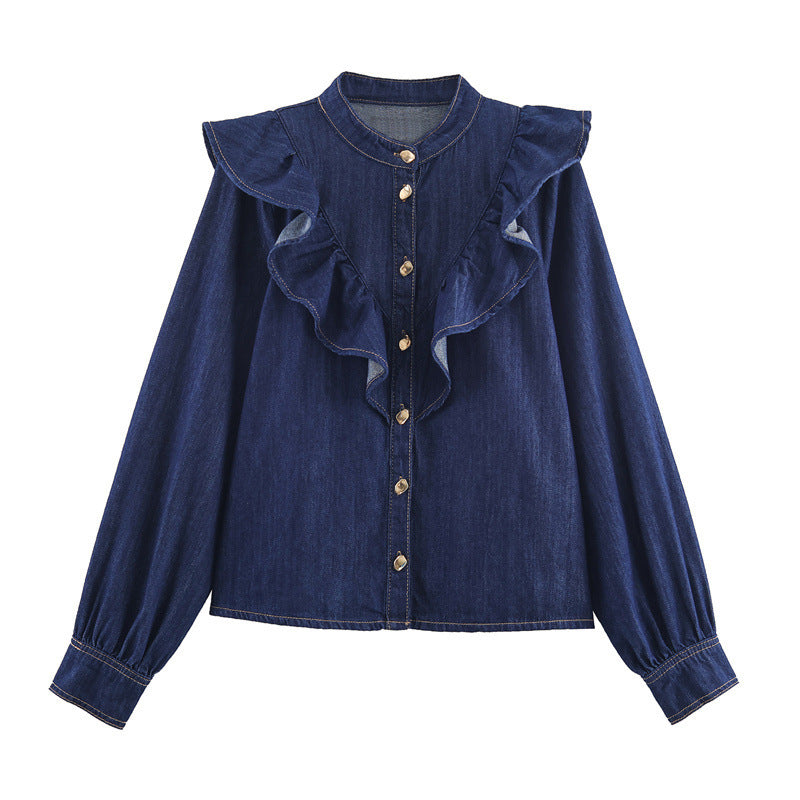 Autumn Denim Layered Decorative Shirt And Pants