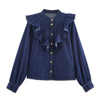 Autumn Denim Layered Decorative Shirt And Pants