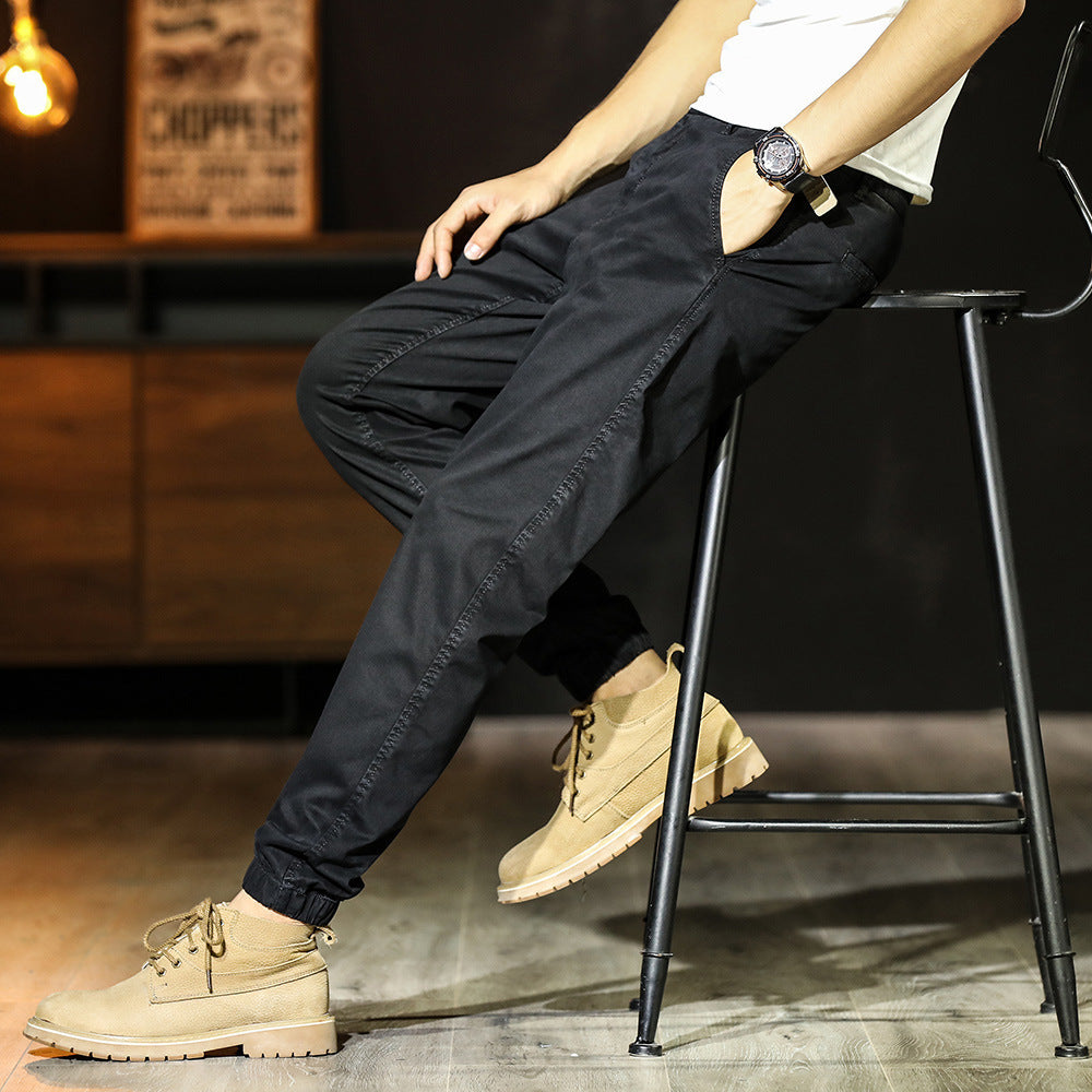 Men's Simplicity Color Versatile Loose Ankle-tied Casual Pants