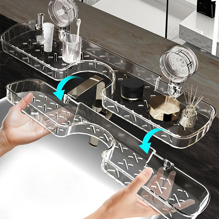 No Drill Suction Cup Wall Mounted Bathroom Shelf Organizer