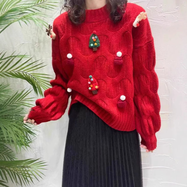 Western Style Loose Slimming Sweater Top Main Image