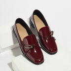 Casual All-Match Patent Leather Square Toe Leather Shoes