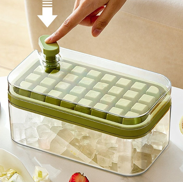 One-button Press Type Ice Mold Box Plastics Ice Cube Maker Ice Tray Mold With Storage Box With Lid Bar Kitchen Accessories Main Image