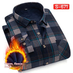 Autumn And Winter Warm Shirt Men's Long Sleeve Middle-aged Fleece Lined Padded Shirt