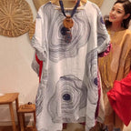 Women's Round Neck Abstract Printing Sleeve Dress