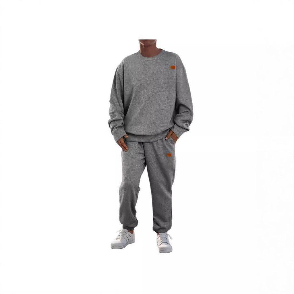 Men's Sports Casual Versatile Round Neck Sweater Set