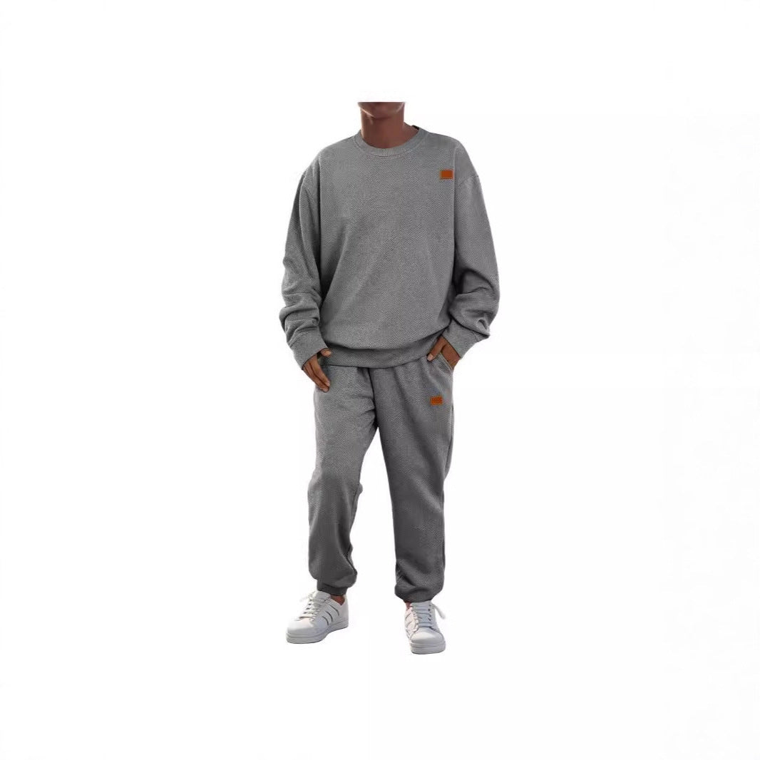 Men's Sports Casual Versatile Round Neck Sweater Set