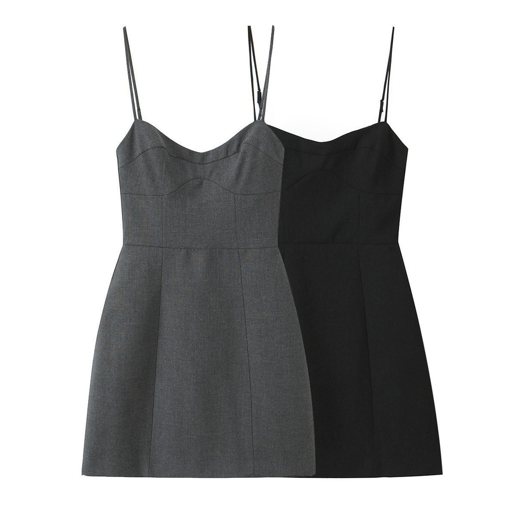 Women's Waist Trimming Spaghetti Straps Short Dress
