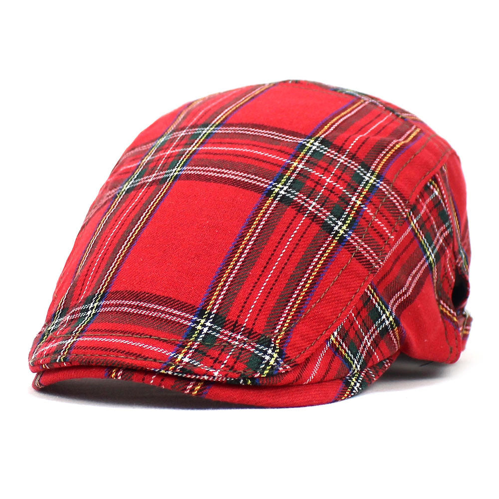 Retro Plaid Beret Men's And Women's Spring And Autumn Hat Casual Peaked Cap