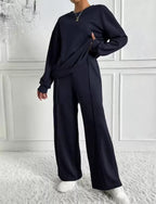 Women's Round Neck Long-sleeved Trousers Temperament Twinset