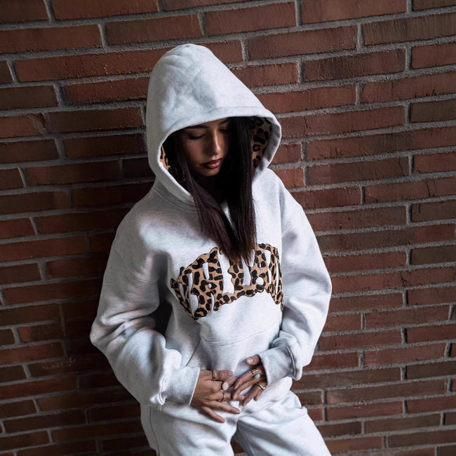 Leopard Print Letter Embroidery Street Casual Trousers Men And Women All-match Hoodie Main Image