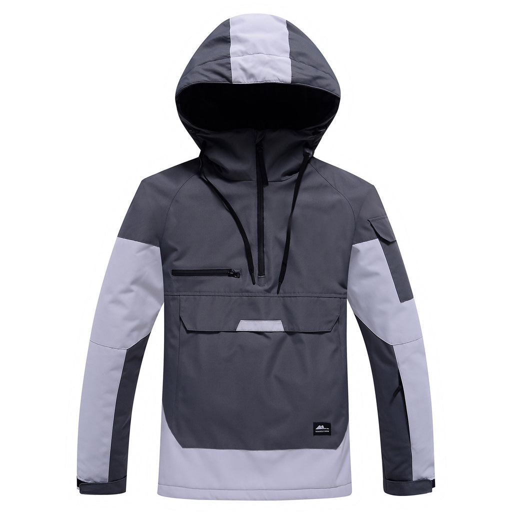 Contrast Color Windproof Water Breathable Couple Ski Hoodie