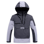Contrast Color Windproof Water Breathable Couple Ski Hoodie