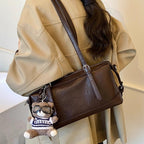 Weilan Pillow Bag Women's Retro Brown Oil Wax Leather Underarm Portable Shoulder Bag