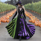 V-neck Long Sleeve Dress Large Swing Dress Halloween Dress