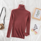 Turtleneck Slimming Sweater Top Pullover