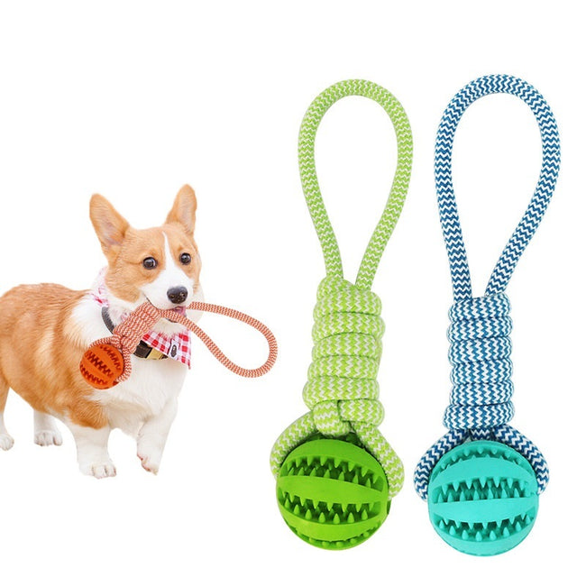 Dog Toys Treat Balls Interactive Hemp Rope Rubber Leaking Balls For Small Dogs Chewing Bite Resistant Toys Pet Tooth Cleaning Bite Resistant Toy Ball For Pet Dogs Puppy Hover Image