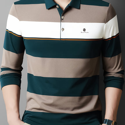 Mens Long Sleeve Shirt Formal Casual Button Up With Stripes