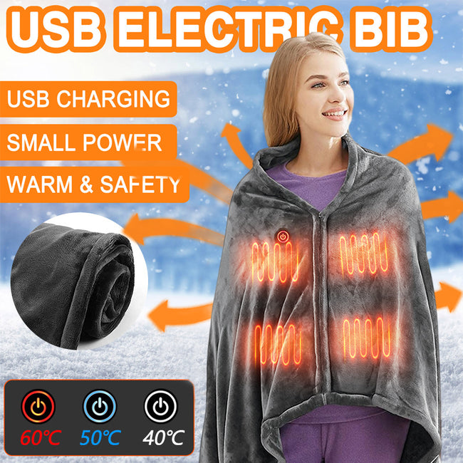 Winter Flannel Heated Blanket Cold Protection Body Warmer Usb Heated Warm Shawl Electric Heated Plush Blanket Hover Image